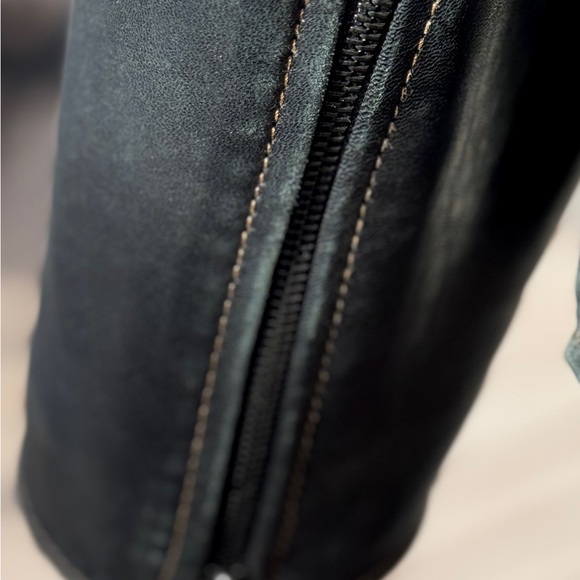 Marc New York Black Genuine Leather Cafe’ Racer Style Motorcycle Jacket - Picture 4 of 13